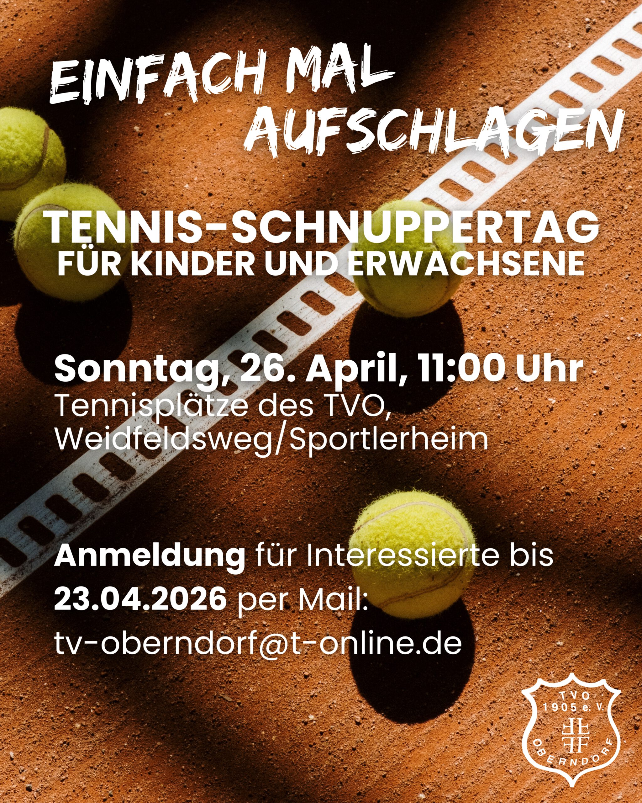 Du betrachtest gerade Tennis-Schnuppertag am 26. April