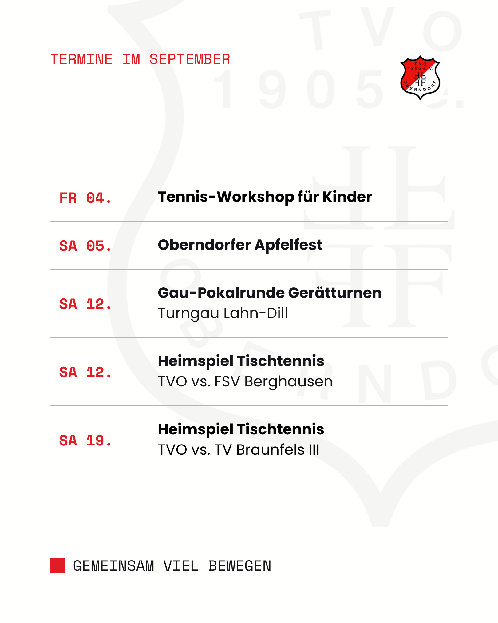 Du betrachtest gerade Unsere Termine im September