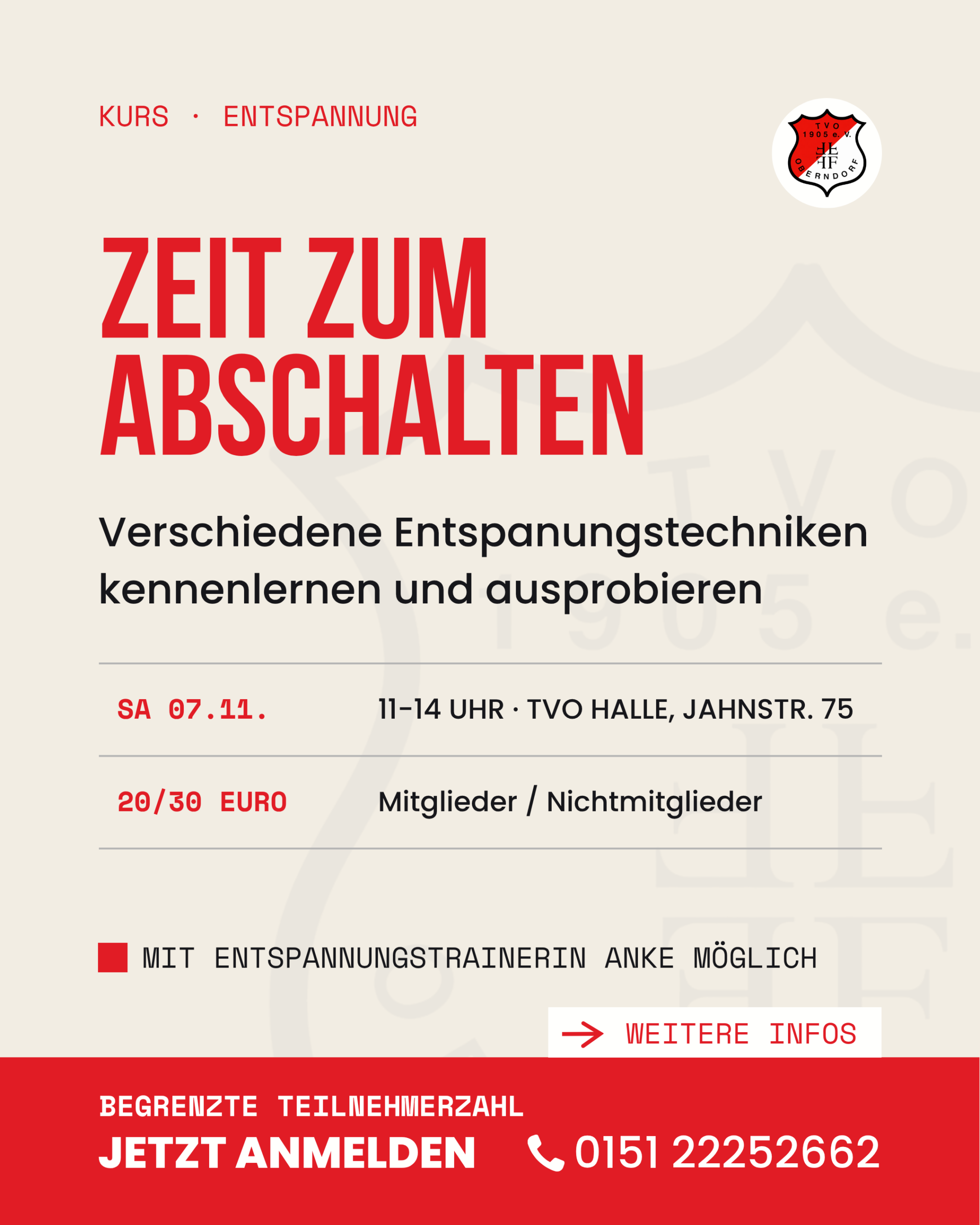 Mehr über den Artikel erfahren Zeit zum Abschalten – Jetzt anmelden